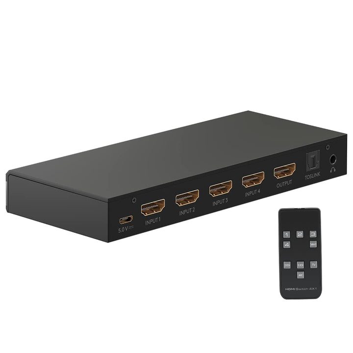 goobay 58490 HDMI Umschaltbox mit Audio Ausgang/HDMI Verteiler unterstützt Auflösungen bis zu 4K@60H