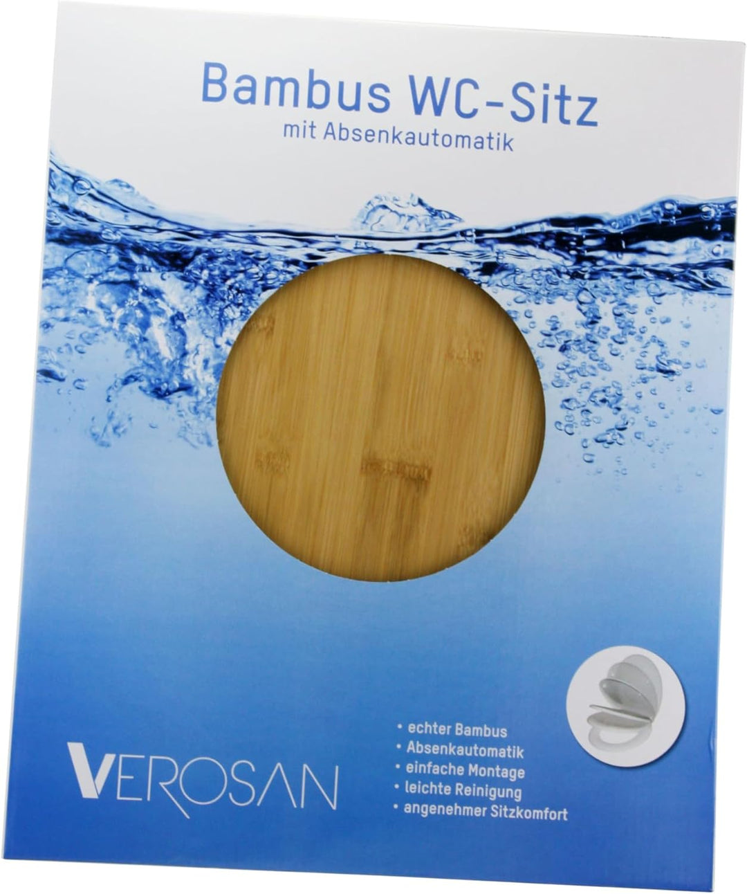 VEREG Bambus WC-Sitz mit Absenkautomatik für geräuschloses Schliessen/angenehmer warmer Sitzkomfort/