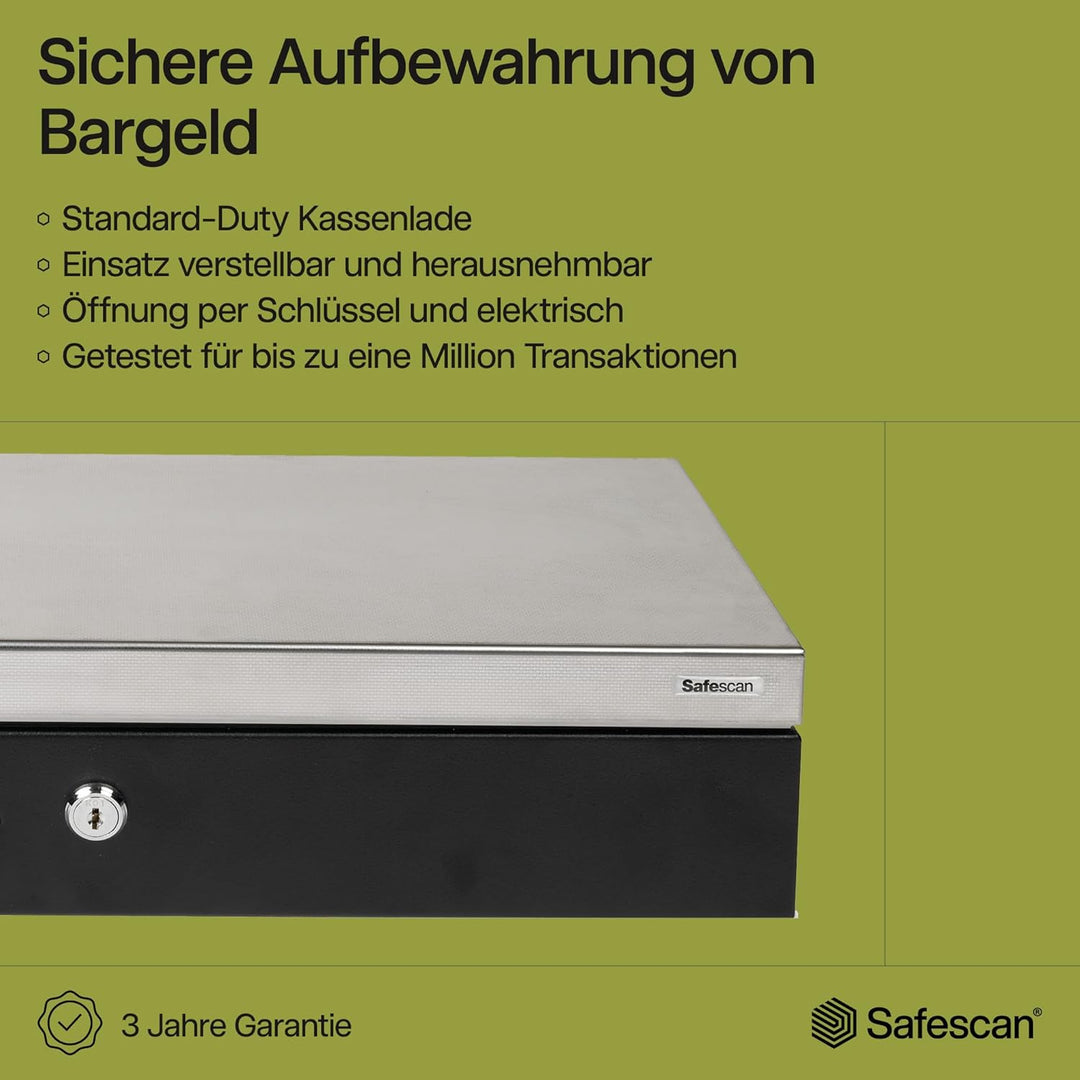 Safescan SD-4617S Klappdeckel-Kassenlade mit 6 Fächern für Banknoten und 8 für Münzen - Kassenlade m