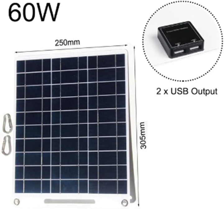 Tragbares Solarpanel, 60 W, 5 V, Dual-USB, Ladegerät, Ladegerät, Notfall-Ladegerät, für den Aussenbe