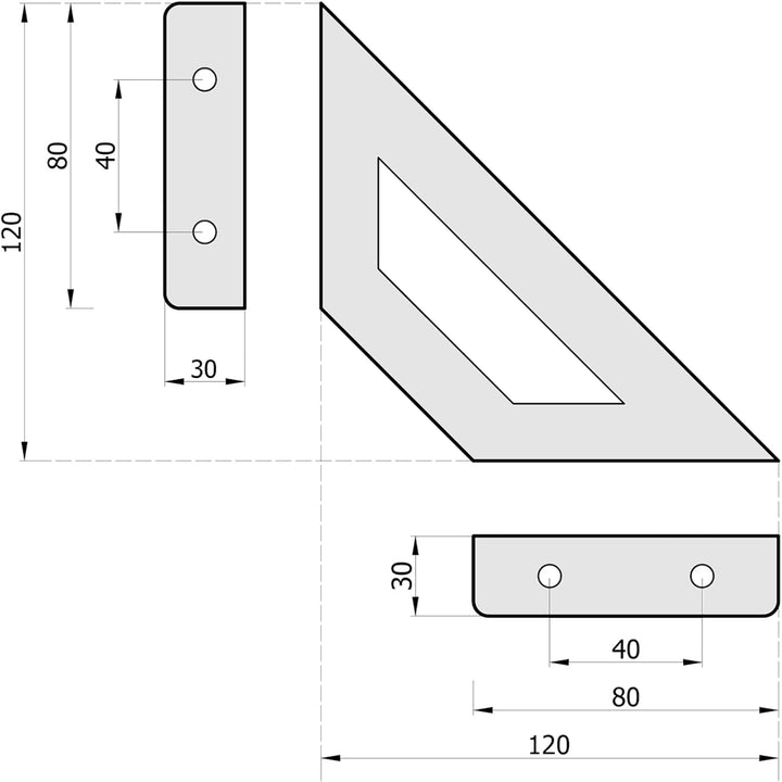 Sossai Regalträger 2er Set GSHR Truss 120x120 mm aus Stahl – Wandhalterung Regalwinkel für Regalbret