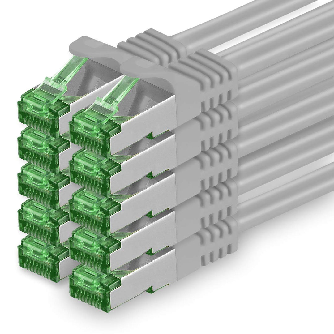 Cat7 Netzwerkkabel 1,5m - Grau - 10 Stück - Cat 7 Ethernetkabel Lankabel Lan 10Gbits Patchkabel Rj45