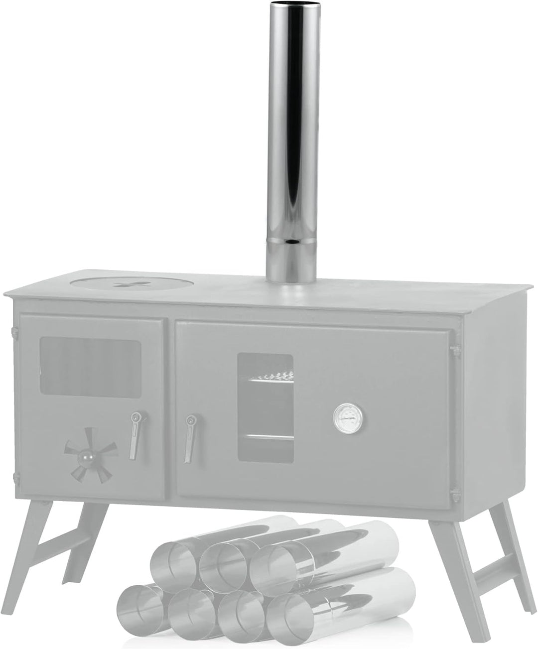 CampFeuer Edelstahl Ofenrohre Ø 6 cm (4 Stück), Kaminrohr, Ofenrohr Länge 32,5 cm | Ofenrohr Erweite