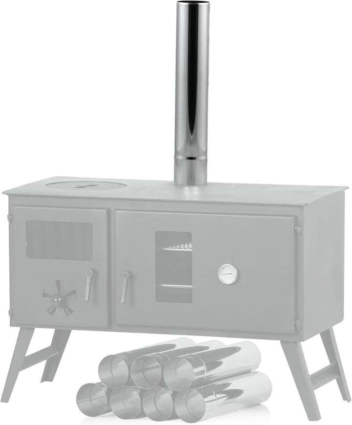CampFeuer Edelstahl Ofenrohre Ø 6 cm (4 Stück), Kaminrohr, Ofenrohr Länge 32,5 cm | Ofenrohr Erweite
