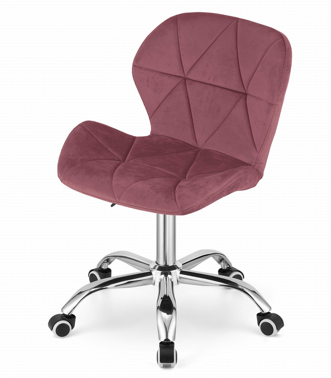 NMK HOME Drehstuhl mit Rollen - Höhenverstellbar Polsterstuhl - Home Office Samt Stuhl mit Geometris
