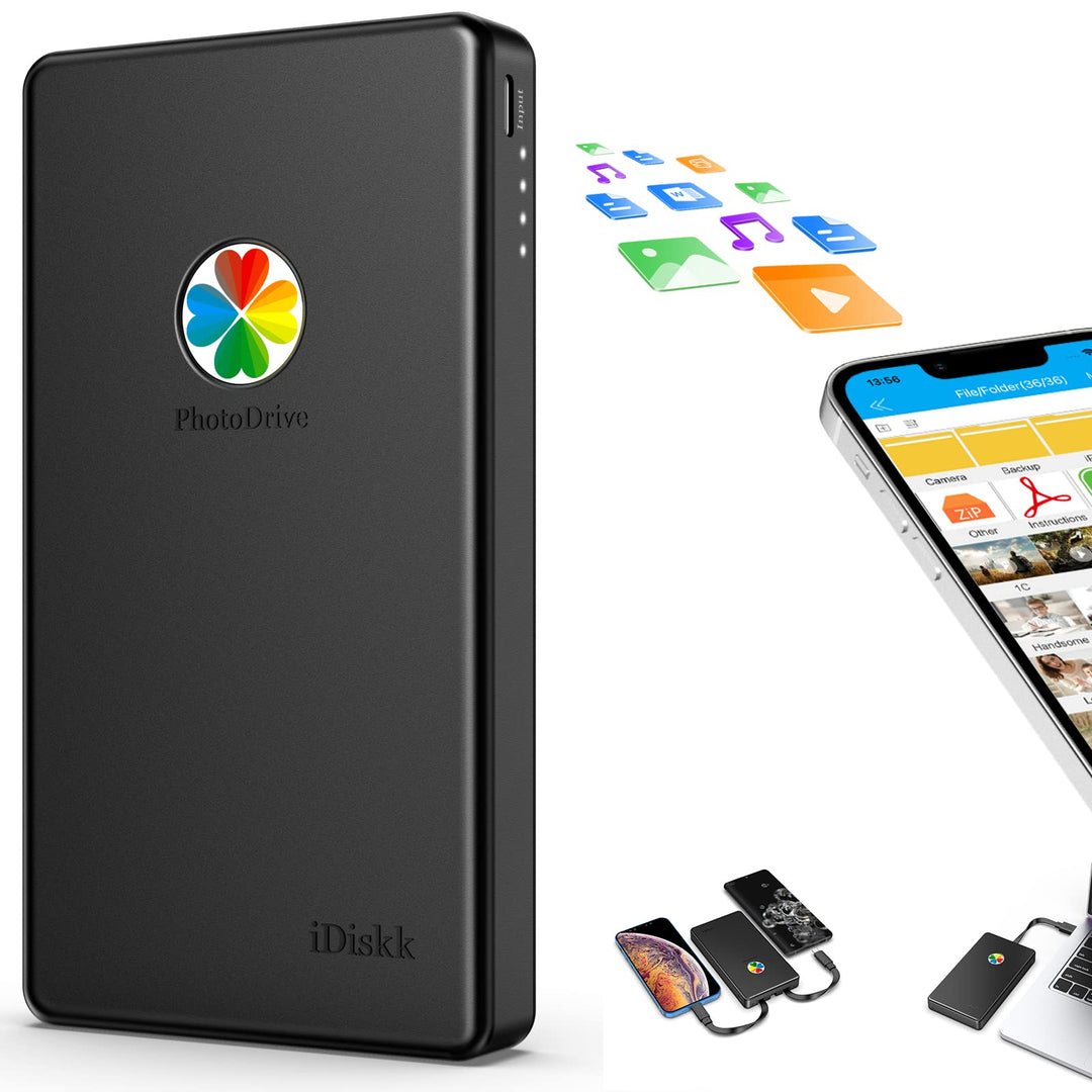 iDiskk 2 TB (2000 GB) Externe Lightning-iPhone-Festplatte, MFi-Zertifiziert, 3-in-1 mit 3 integriert