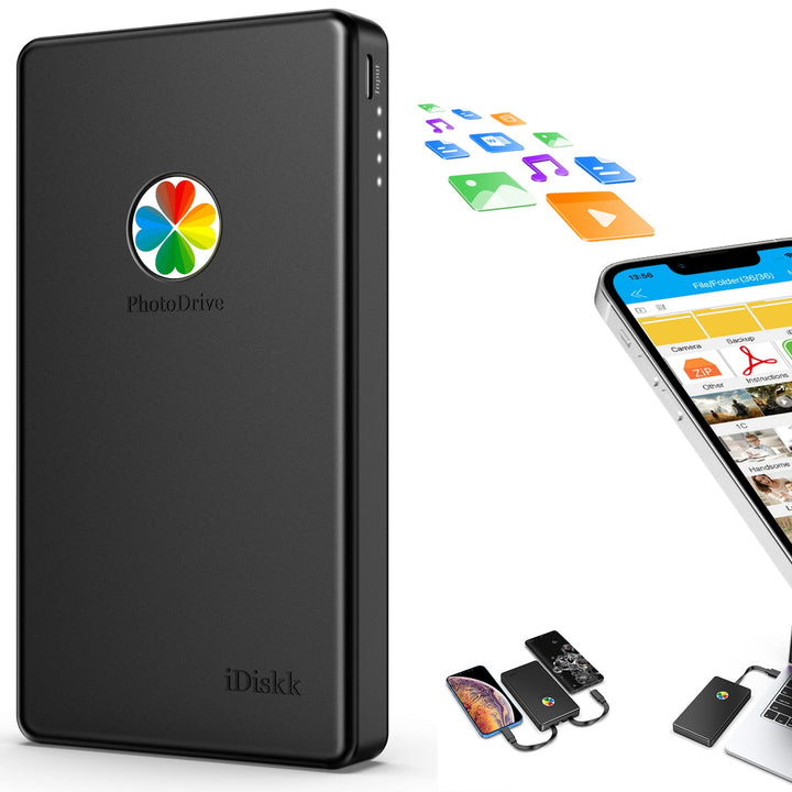 iDiskk 2 TB (2000 GB) Externe Lightning-iPhone-Festplatte, MFi-Zertifiziert, 3-in-1 mit 3 integriert