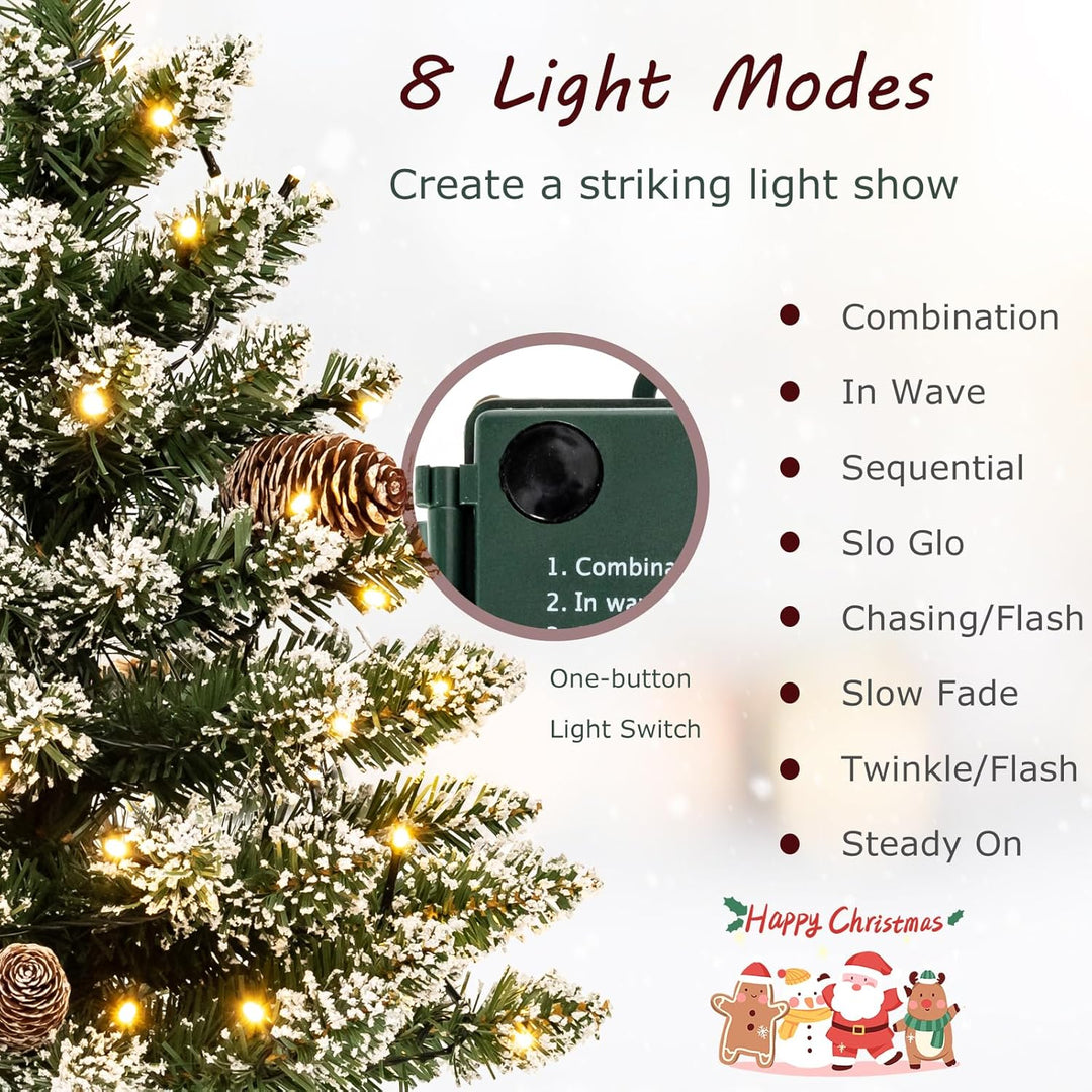 KOMFOTTEU 64 cm künstlicher Weihnachtsbaum Mini, Tisch Christbaum mit 8 Tannenzapfen & 75 Zweigspitz