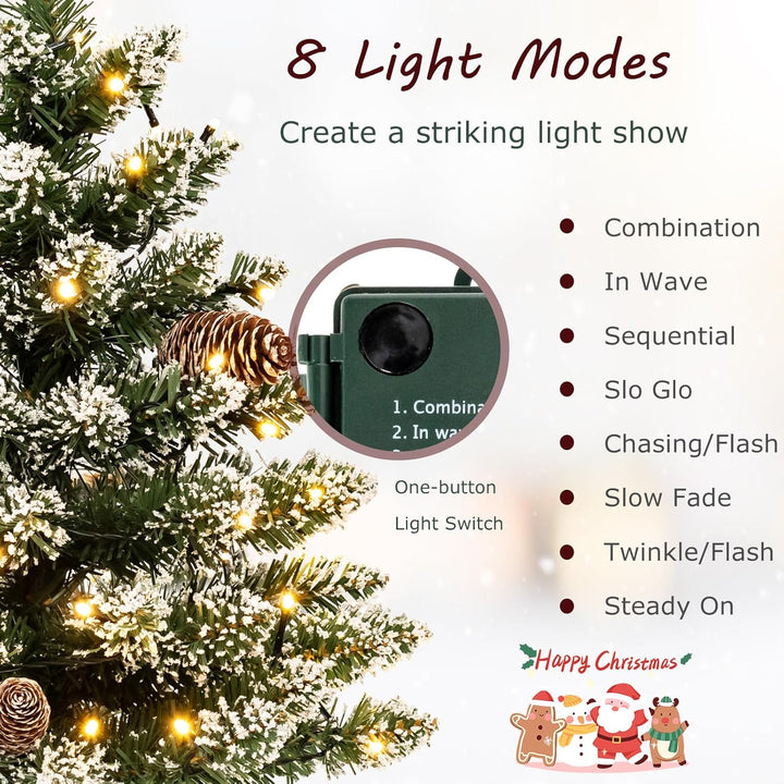 KOMFOTTEU 64 cm künstlicher Weihnachtsbaum Mini, Tisch Christbaum mit 8 Tannenzapfen & 75 Zweigspitz