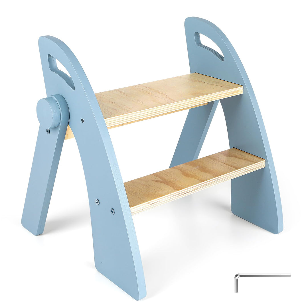 Holz-Tritthocker 2 Stufen für Kinder — 130kg Trittschemel für Kleinkinder Rutschfester Sicherheitsho