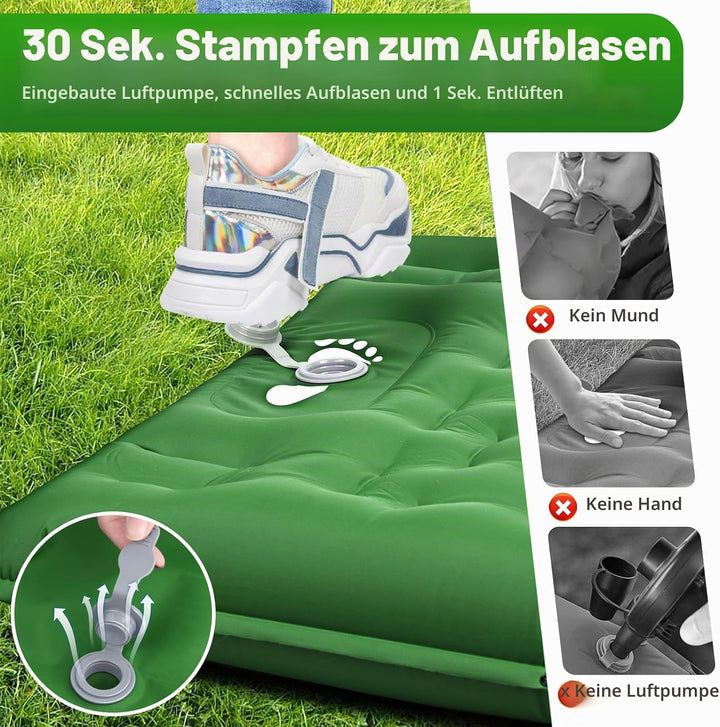 Wholede Isomatte für Outdoor, Camping Luftmatratze mit Fusspumpe, Isomatte Ultraleicht für 1 Person,