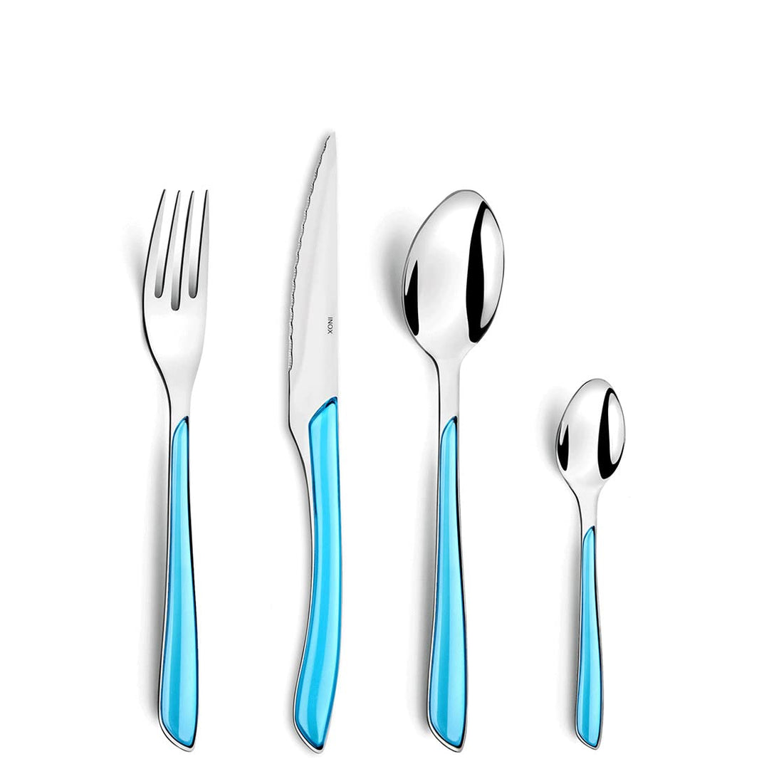 Amefa ECLAT Besteck Set, Türkis, Essbesteck 24-teilig, für 6 Personen, Edelstahl rostfrei, hochwerti