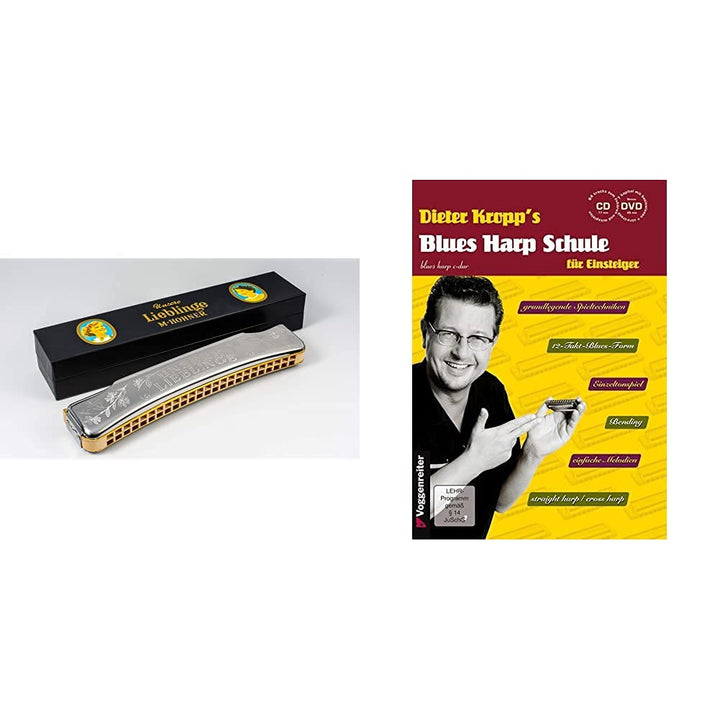 Hohner M733201 Unsere Lieblinge 48 C Mundharmonika & Blues Harp Schule m. CD und DVD - Mundharmonika