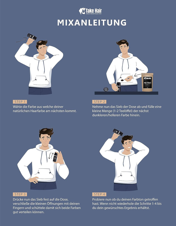 Take Hair Streuhaar für Männer I Hält bei Regen und Wind I 25g Schütthaar zur Haarverdichtung I Hair