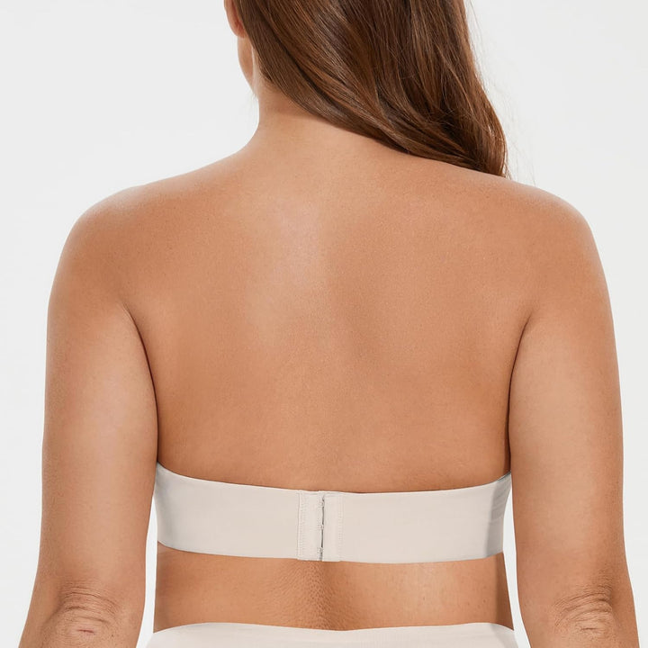 MELENECA Damen Ohne Bügel Gepolstert Anti-Rutsch Push Up Trägerloser BH 70C Sanddollar, 70C Sanddoll