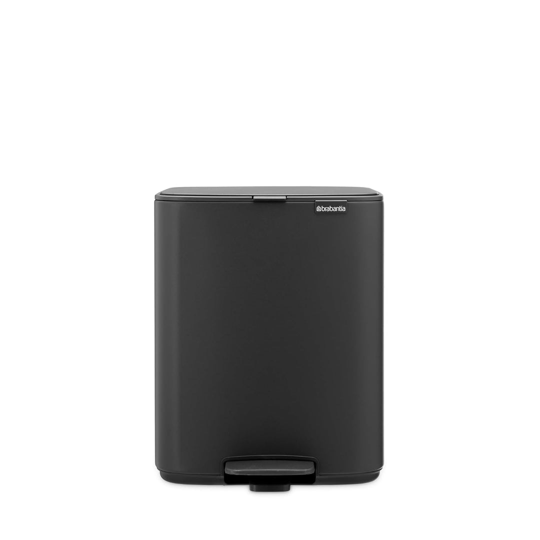 Brabantia Bo Treteimer 12 L (schwarzgrau), platzsparender Mini Mülleimer mit Soft-Close-Funktion und