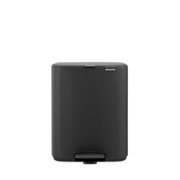 Brabantia Bo Treteimer 12 L (schwarzgrau), platzsparender Mini Mülleimer mit Soft-Close-Funktion und