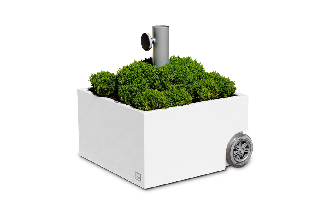 XXD Flowerpower bepflanzbarer Sonnenschirmständer Schirmständer mit Rollen (Weiss), Weiß