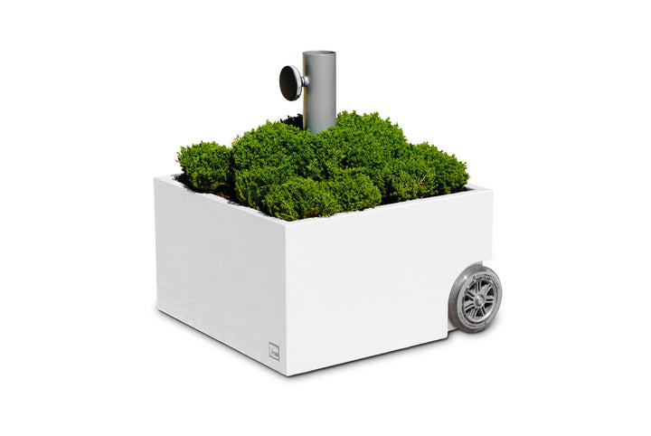 XXD Flowerpower bepflanzbarer Sonnenschirmständer Schirmständer mit Rollen (Weiss), Weiß