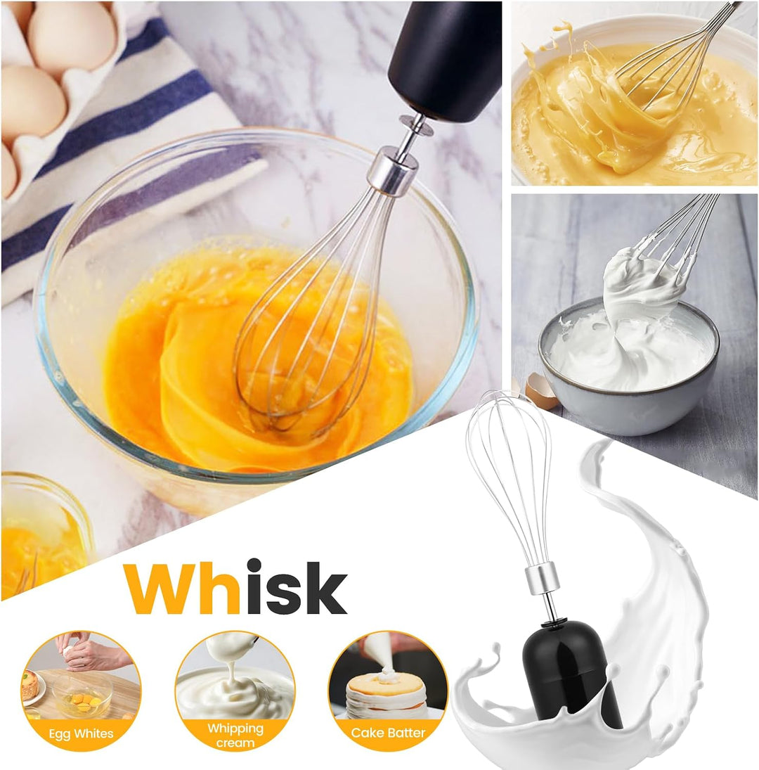4-in-1 Stabmixer Edelstahl 500W, Pürierstab mit 2 Geschwindigkeiten, Hand Blender Set mit Schneebese