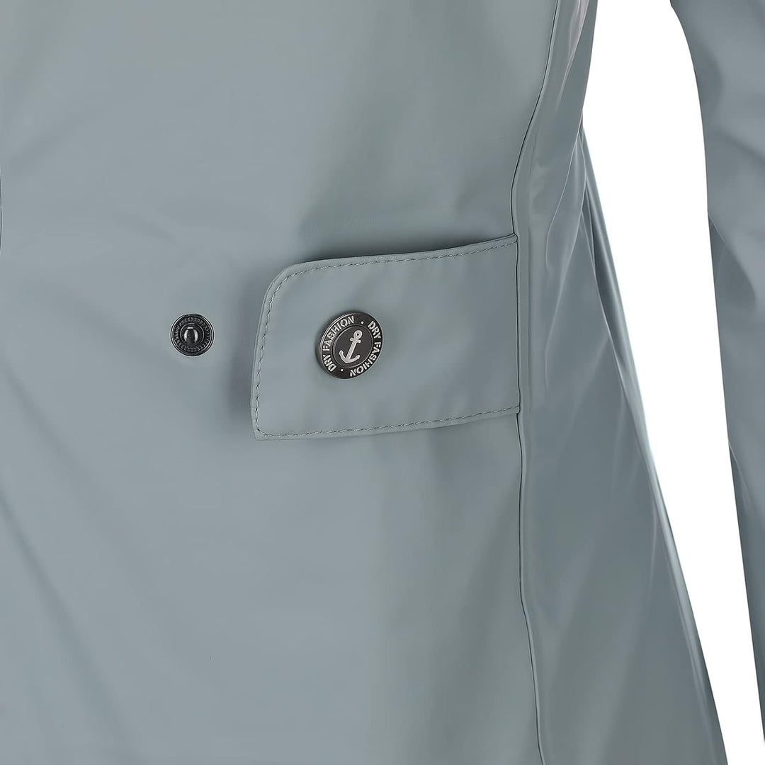 Dry Fashion Damen Regenmantel Malmö - Frauen Regenjacke Jacke mit Kapuze Lang Winddicht Wasserdicht
