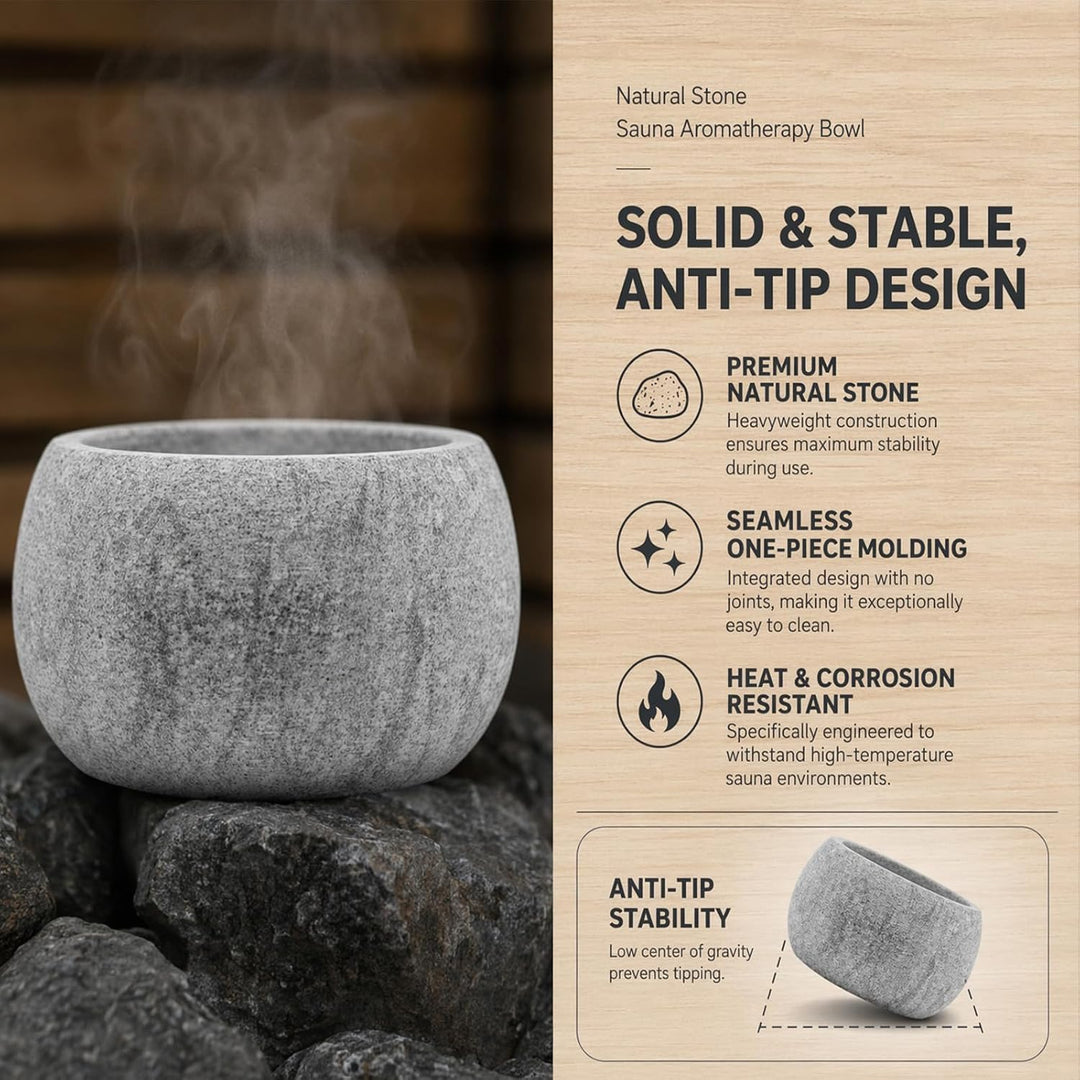 Sauna Aromaschale aus Sauna zubehör - 10,5 x 6 cm Saunazubehör, Verdampferschale Sauna aus Granit, f