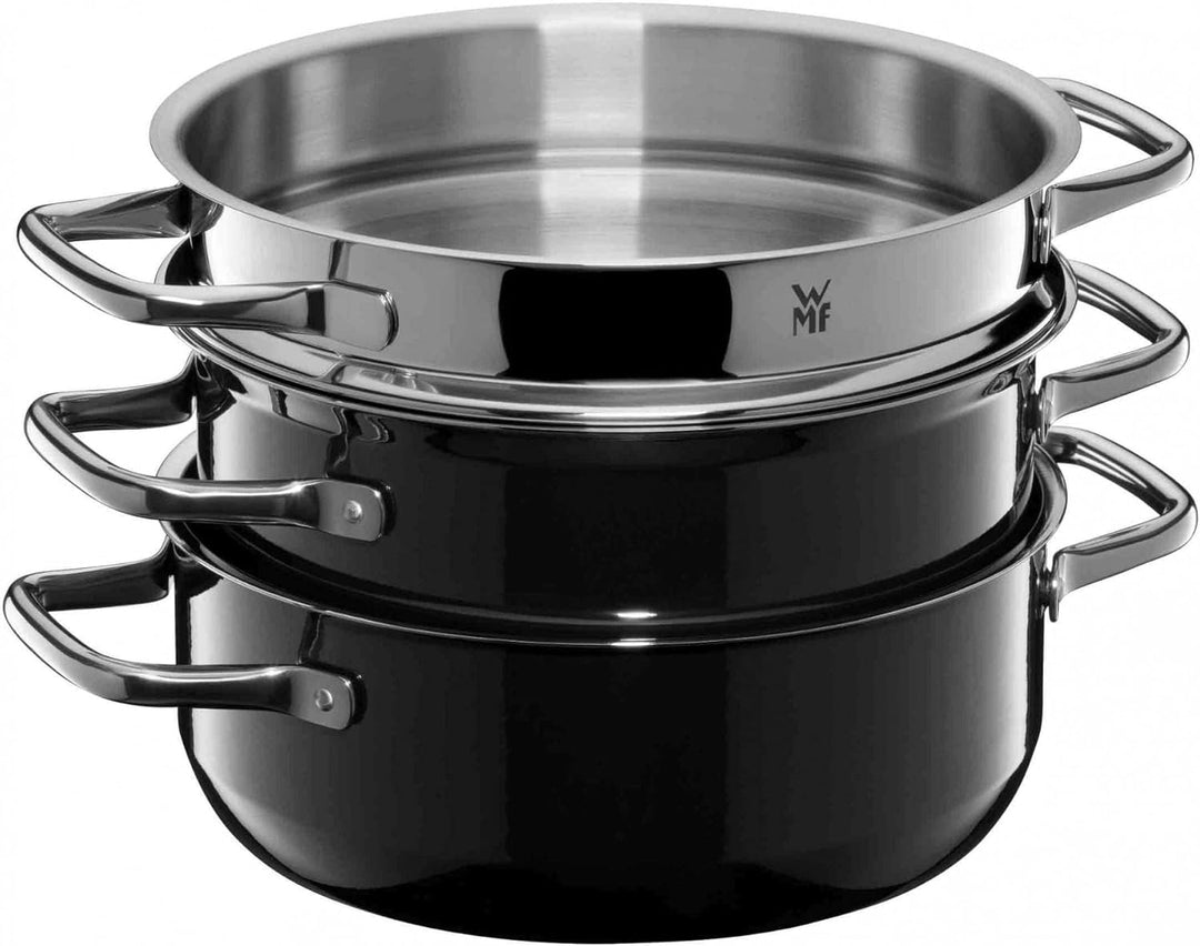 WMF Fusiontec Compact Topfset Induktion 3-teilig, Kochtopf Set, Dämpfer, Glasdeckel, Cromargan Edels