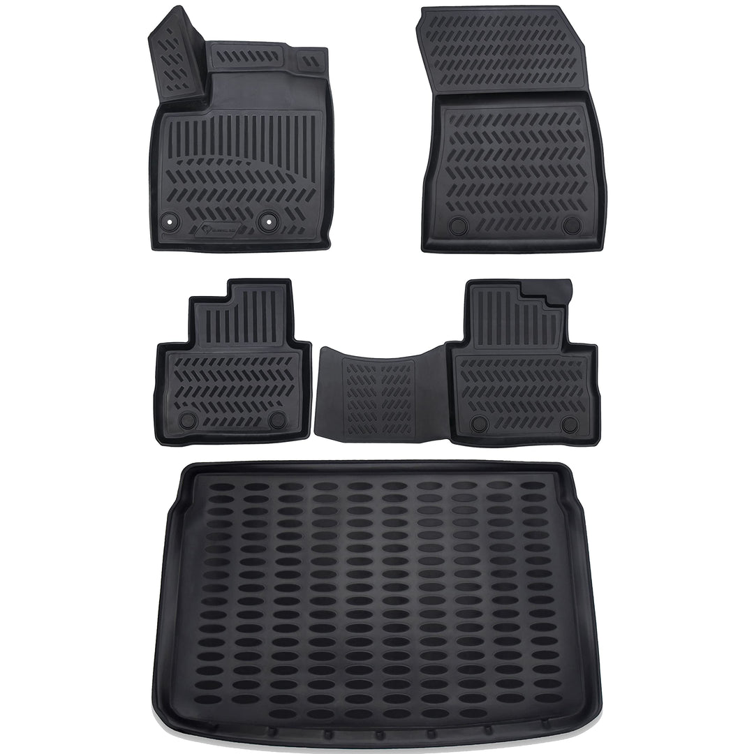 ELMASLINE 3D Gummimatten & Kofferraumwanne Set für Nissan Qashqai (J12) 2021-2025 (oberer Ladeboden)