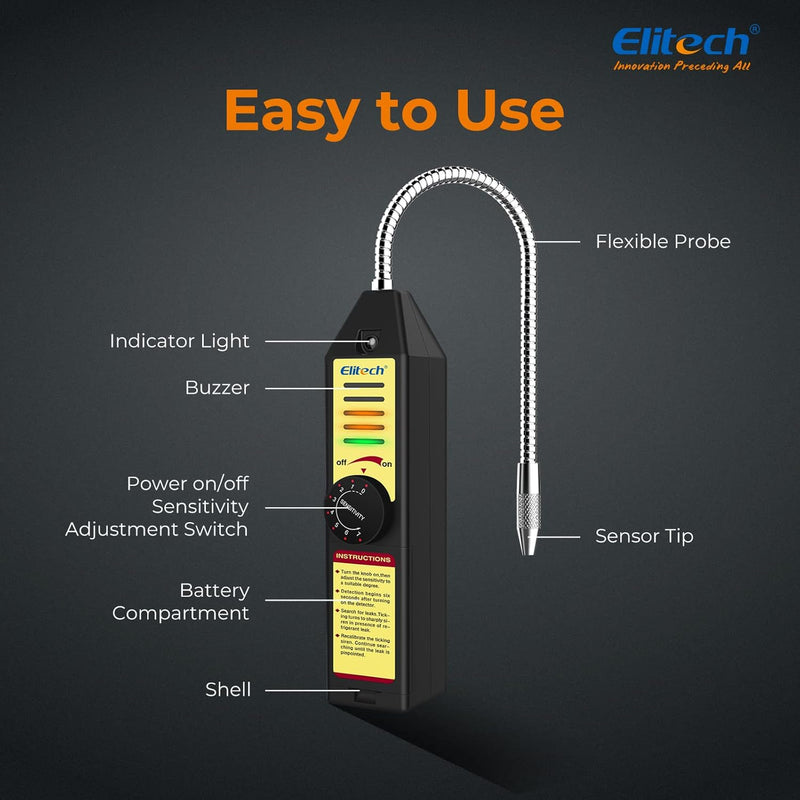 Elitech WJL-6000S Kältemittel-Lecksuchgerät für Halogene R22, R410A, R134A, R1234YF, HVAC Gaslecks i