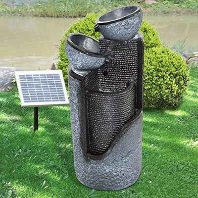 AMUR Solar Gartenbrunnen Brunnen Solarbrunnen Zierbrunnen Vogelbad Wasserfall Gartenleuchte Teichpum