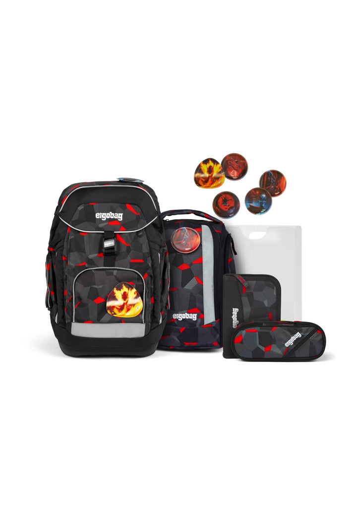 ergobag maxi set 6-teilig, ergonomischer Schulrucksack Grundschule für Mädchen und Jungen, ideal für