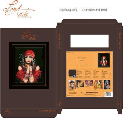 Lanarte Zählmusterpackung Zigeunerin Kreuzstichpackung, Baumwolle, Mehrfarbig, 41 x 50 x 0.3 cm -Mäd