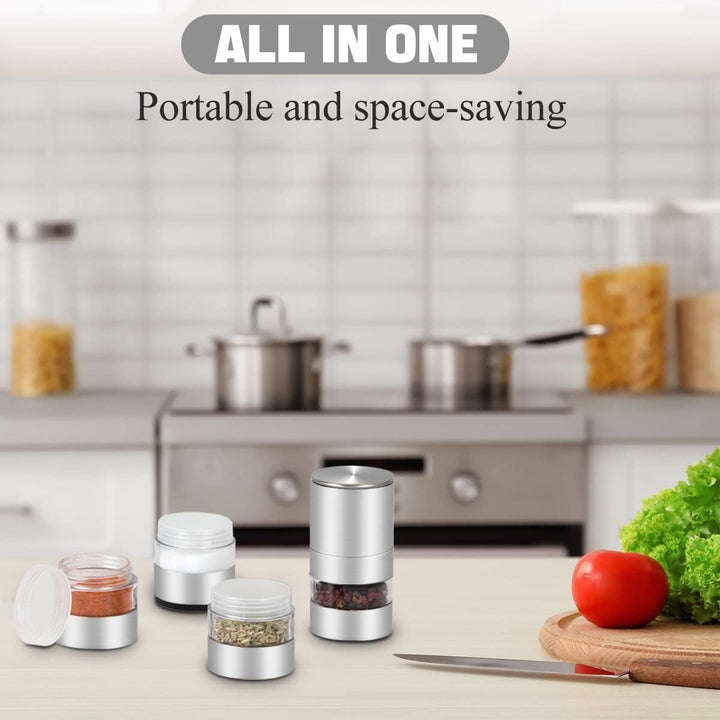 Mini Gewürzgläser Set mit Deckel, DASKING 4-in-1 Camping Gewürze Organizer mit Gewürzmühle, Manuelle