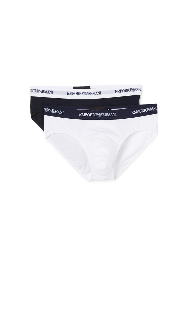 Emporio Armani Underwear Essential Core Logoband 2-Pack Brief S White/Marine, S White/Marine