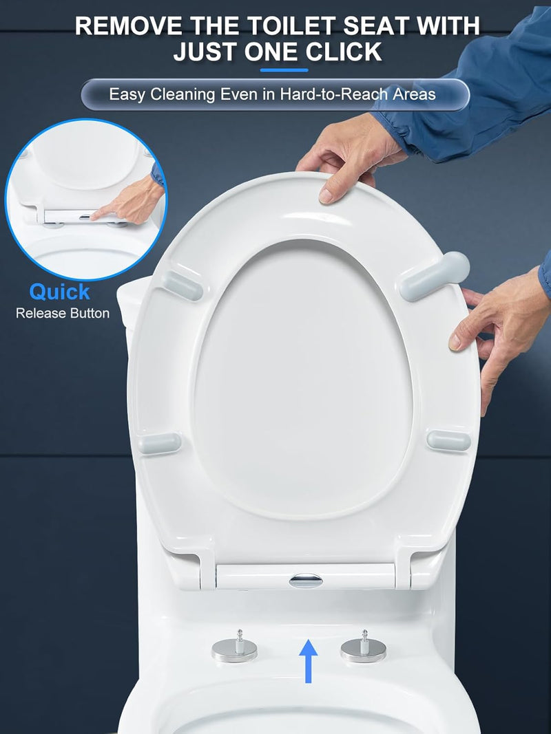 WC Sitz mit Absenkautomatik O-Form, YEAUPE PRO Toilettendeckel mit Puller Lid, Toilettensitz mit Qui