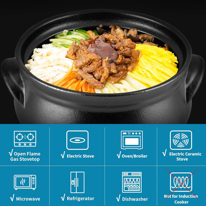 Skelang Koreanische Bibimbap-Schale, Keramikschalen, Meeresfrüchtepfanne mit Deckel und Tablett, zum