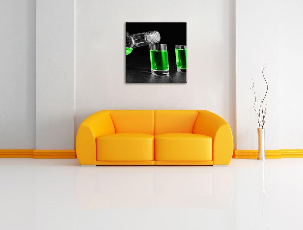 Pixxprint Dark Grüner Absinth / 70x70cm Leinwandbild bespannt auf Holzrahmen/Wandbild Kunstdruck Dek