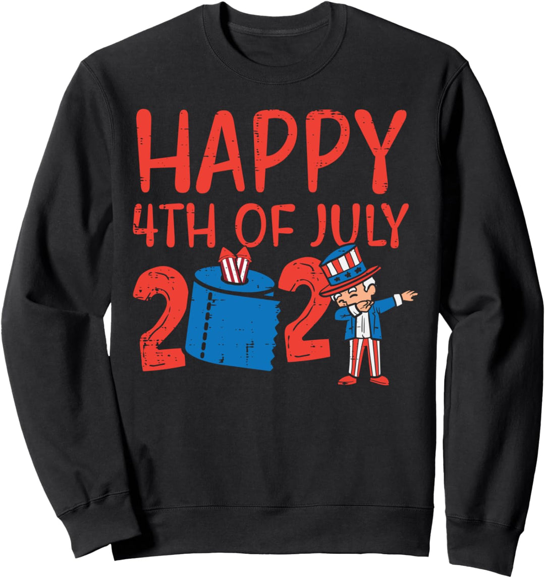 Happy 4th Of July 2021 Toilet Paper Dab Uncle Sam Face Mask Sweatshirt