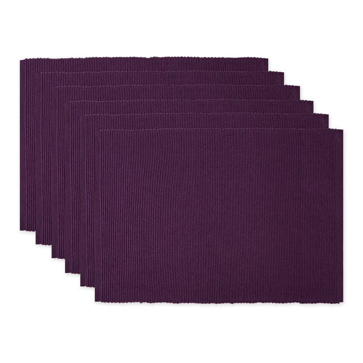 DII Basic Everyday Tischset aus 100% Baumwolle, gerippt, 33 x 48 cm, Aubergine, 6-teilig Auberginefa