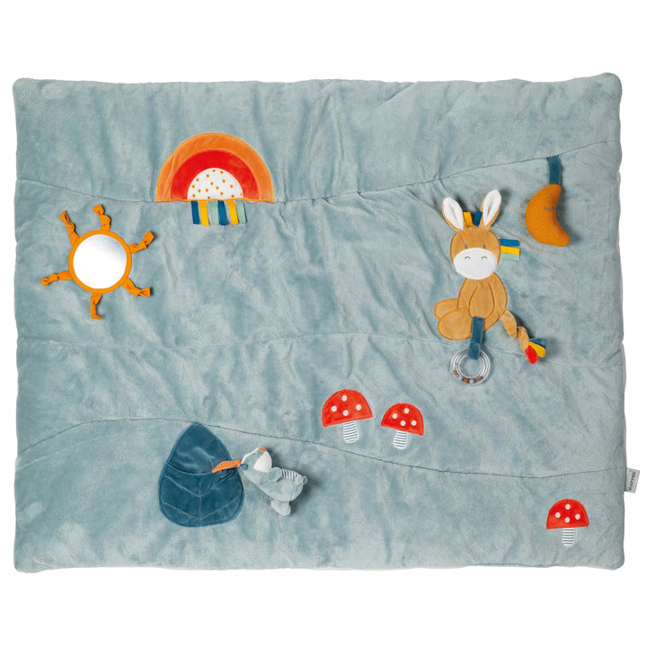 Nattou Rechteckige Krabbeldecke mit verschiedenen Aktivitäten, Aus Polyester, Ca. 80 x 100 cm, Felix