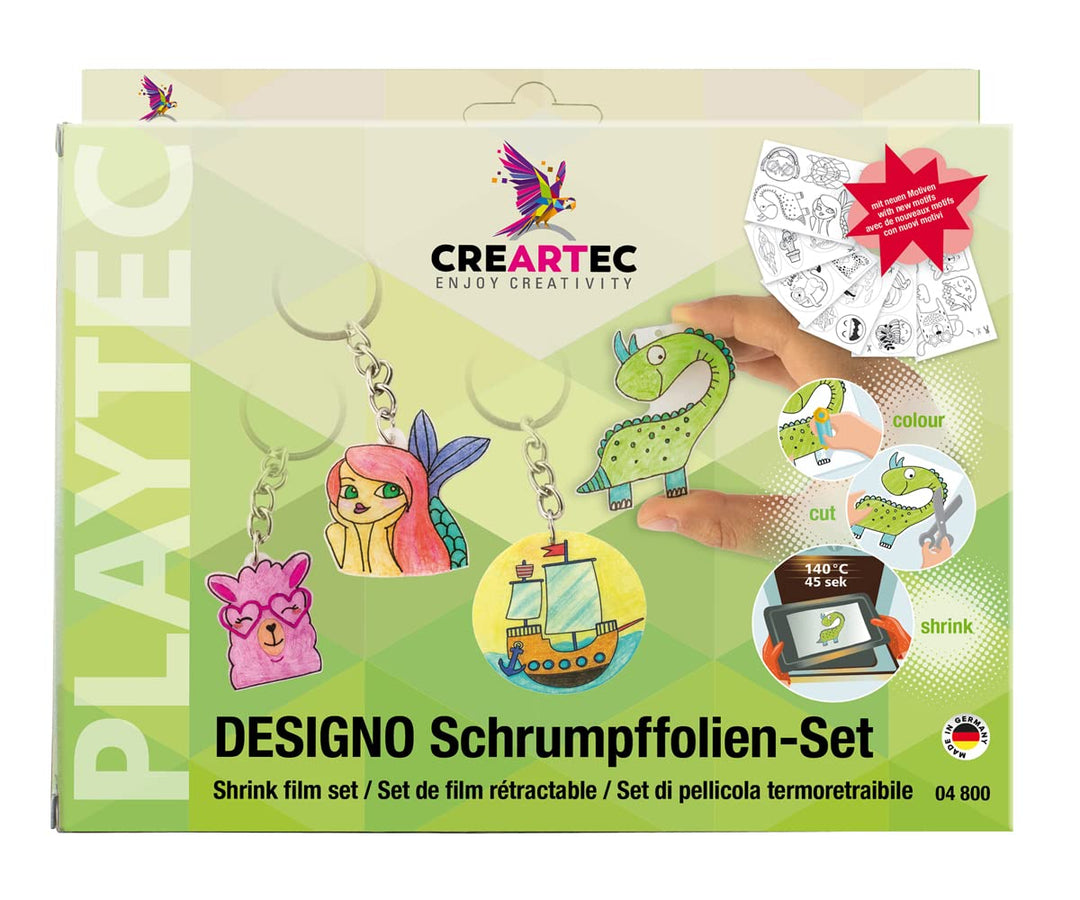 CREARTEC - Schrumpffolien-Set "Designo" - Bastelset für individuell hergestellte Schlüssel - & Koffe