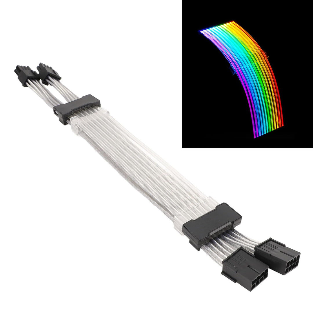 5V 3PIN ARGB GPU-Kabel, 30 cm 2x8PIN auf 2x8PIN ARGB Sync Power Verlängerungskabel4-seitiges Leuchte