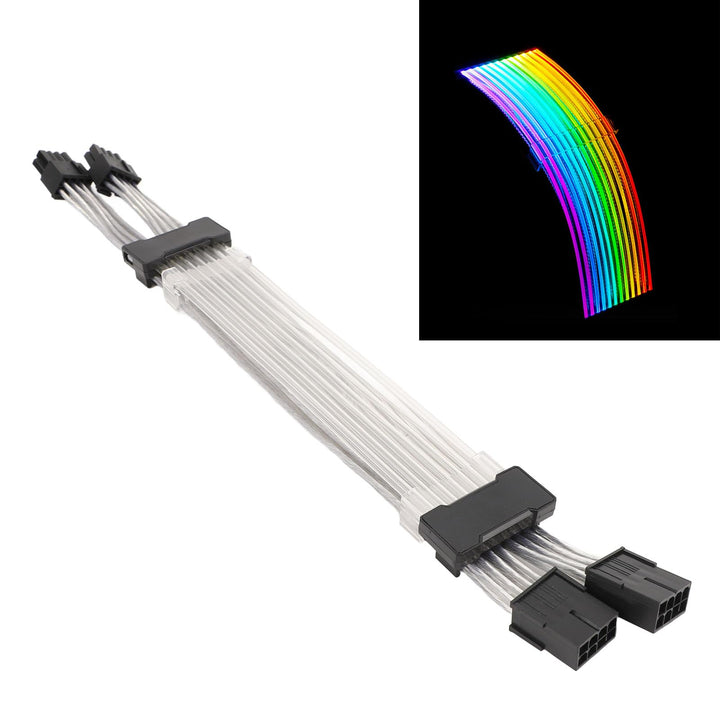 5V 3PIN ARGB GPU-Kabel, 30 cm 2x8PIN auf 2x8PIN ARGB Sync Power Verlängerungskabel4-seitiges Leuchte