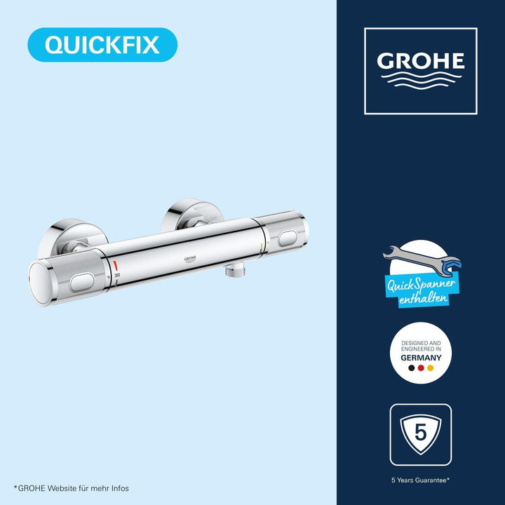 GROHE Precision Feel - Thermostat- Brausearmatur (wassersparend, mit Rändelstruktur, Verbrühschutz,