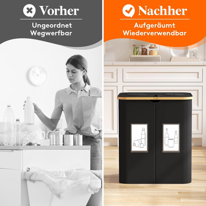 Lifewit 120L Pfandflaschen Sammelbehälter, Flaschen Organizer mit Deckel, Flaschensammler Leergut 2