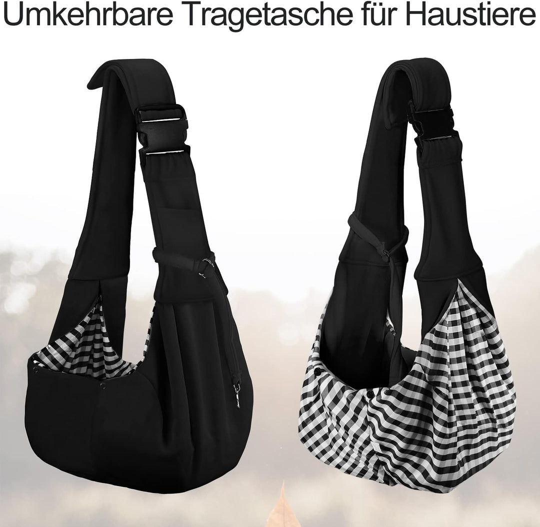 PetLoft Tragetuch Hund, Reversibel Kleine Hundetrage, Einstellbar Pet Tragetuch, Freisprecheinrichtu