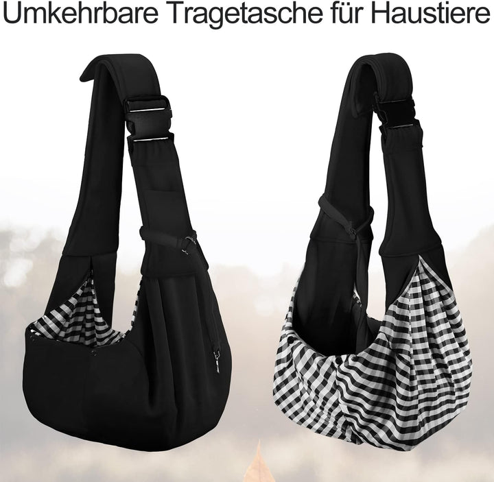 PetLoft Tragetuch Hund, Reversibel Kleine Hundetrage, Einstellbar Pet Tragetuch, Freisprecheinrichtu