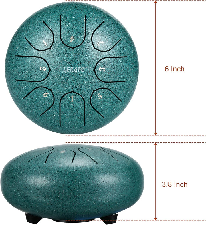 LEKATO Tongue Drum für Kinder, 6 Zoll 8 Tone Zungentrommel Schlagzeug Anfänger, Steel Pan Drum für M