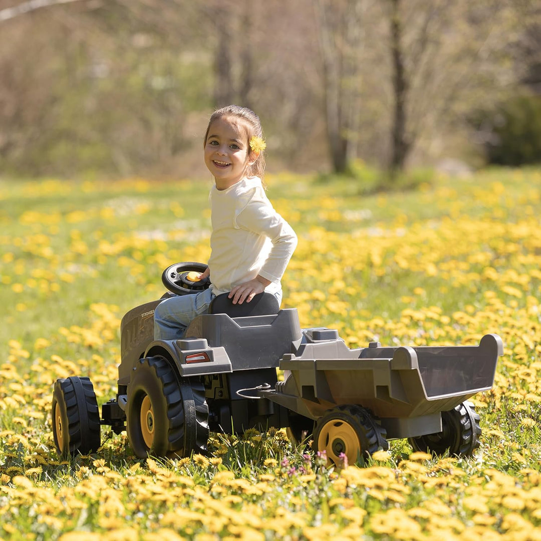 Smoby - Traktor Stronger XXL + Anhänger - Grosser Trettraktor für Kinder - Einstellbarer Sitz - Lenk