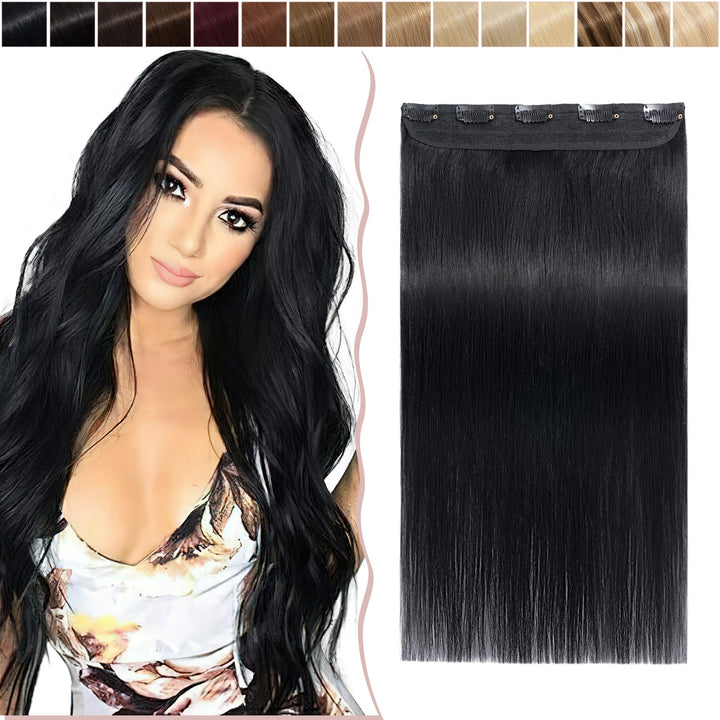 SEGO Extensions Echthaar Clip 1 Tresse Haarverlängerungen Remy 7A ein Teilig Set 5 Klips Haarteil 10